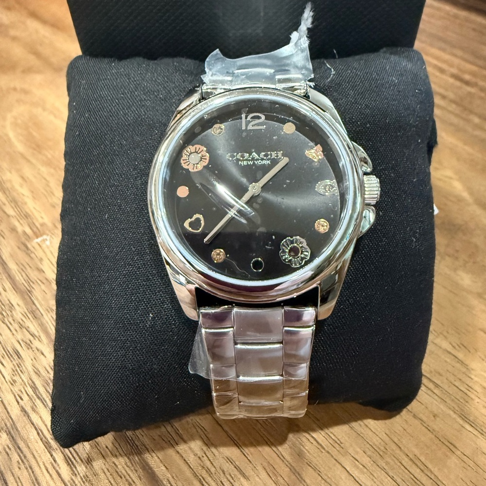 NWT Coach Silver and Black Watch with Accents